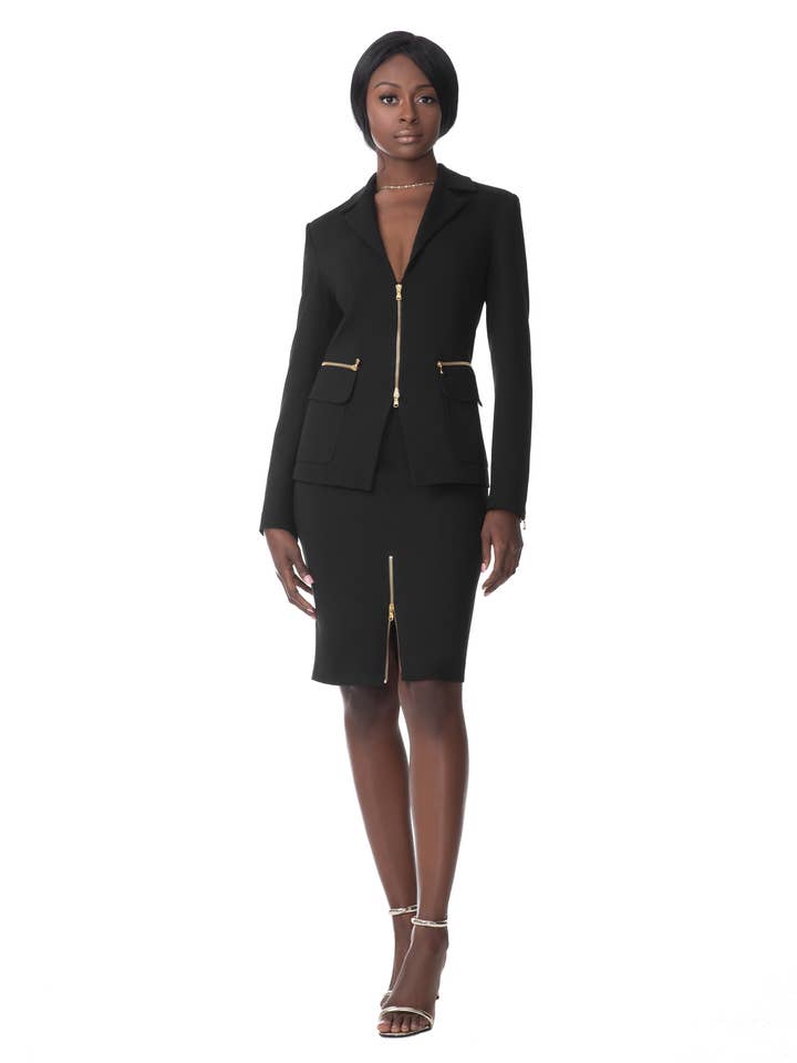 Zipper Suit Skirt & Jacket for wholesale by KG'S HOUSE OF FASHION