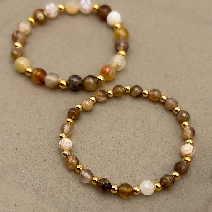 Avalon Days - Wholesale Beaded Bracelet - Earth Agate Gilded Stone Bracelet1