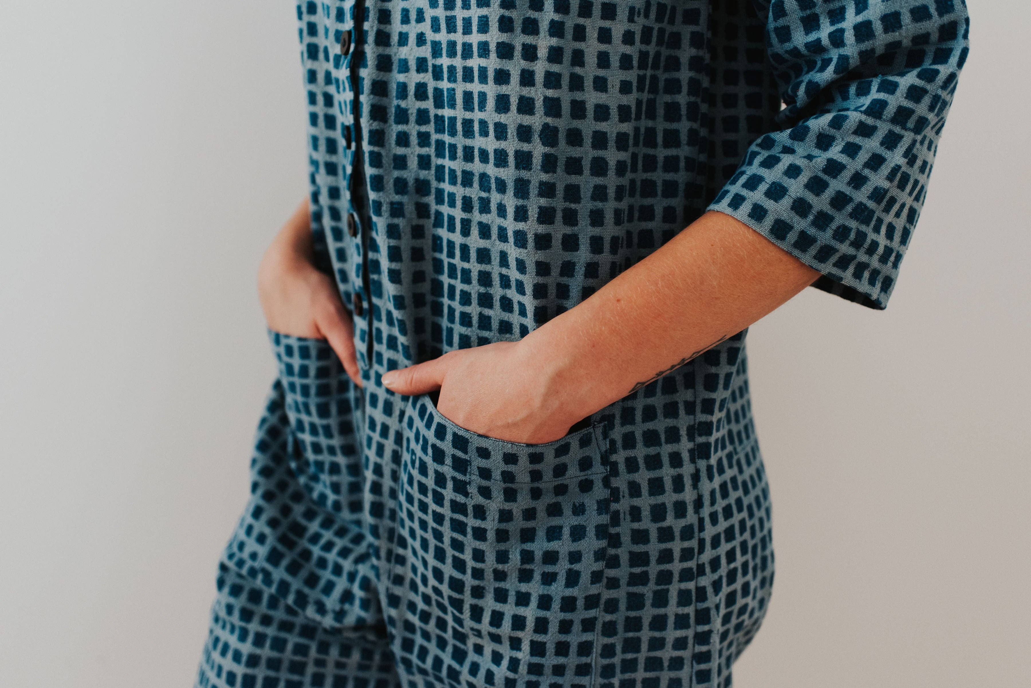 Happy French Gang - Vente Combinaison – femme - Combinaison Indigo à carreaux3