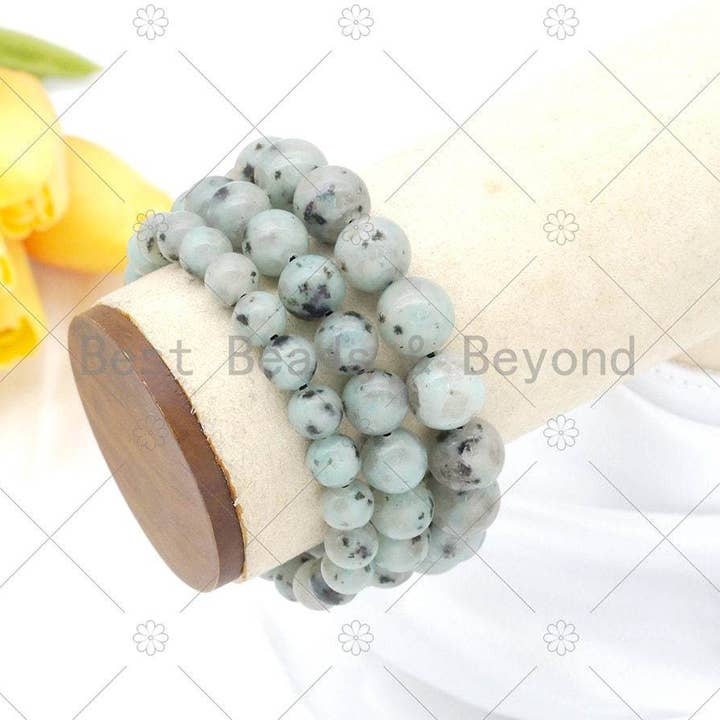 Natural Kiwi Agate Stretchy Bracelet for wholesale by BestBeads&Beyond