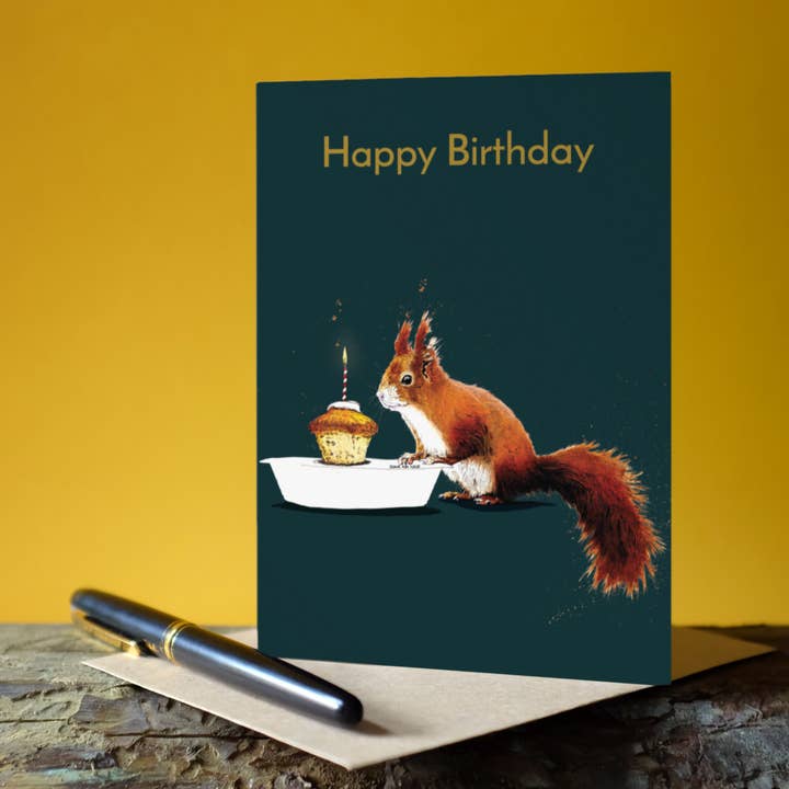 Some Ink Nice - Vendita all'ingrosso Biglietti di auguri - Biglietto di auguri di buon compleanno scoiattolo rosso* carta scoiattolo * carte artistiche3