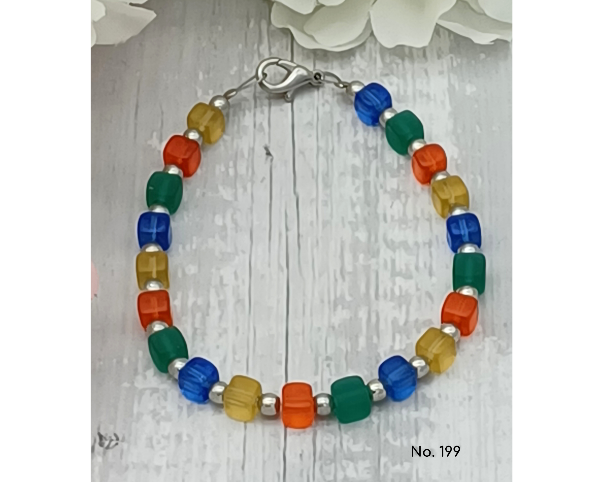 perleperle - Wholesale Beaded Bracelet - Bracelet glass beads, cube shape, Lillie0