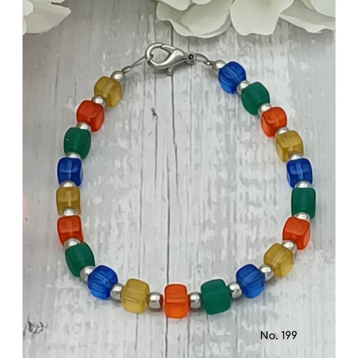 perleperle - Wholesale Beaded Bracelet - Bracelet glass beads, cube shape, Lillie