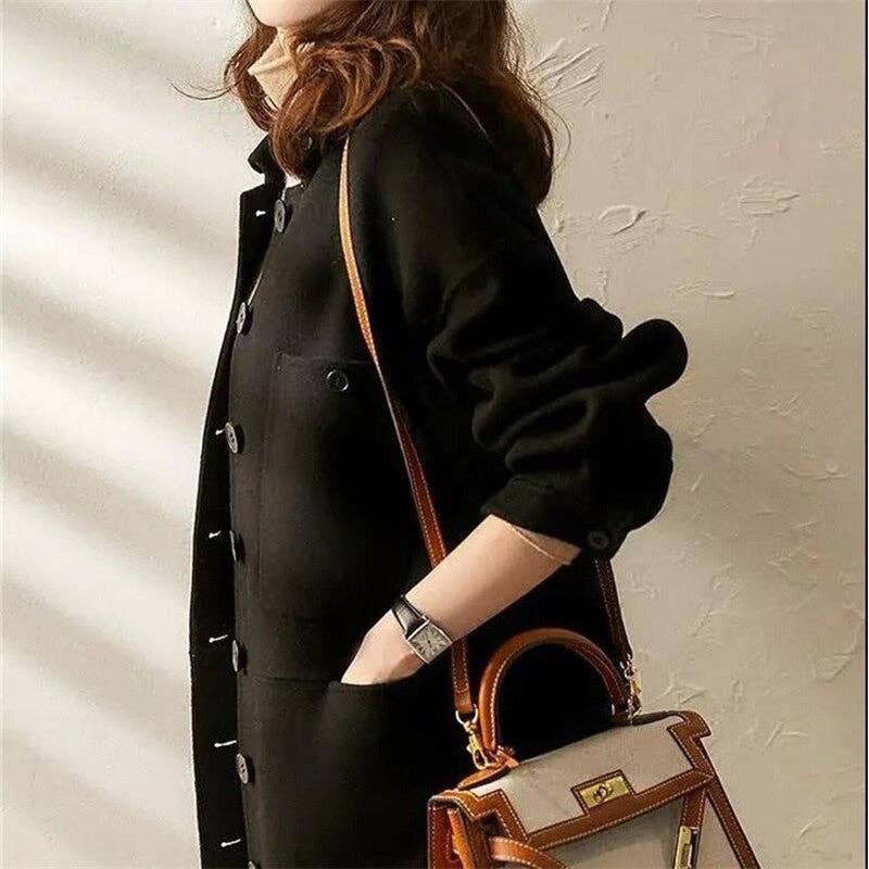 Plush Looks - Wholesale Coat - Women's - Solid Color Thickened Mid-Length Woolen Coat1