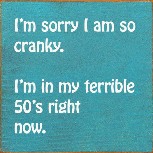 SAWDUST CITY – wholesale Sign – I'm sorry I am so cranky. I'm in my terrible 50's right now.6