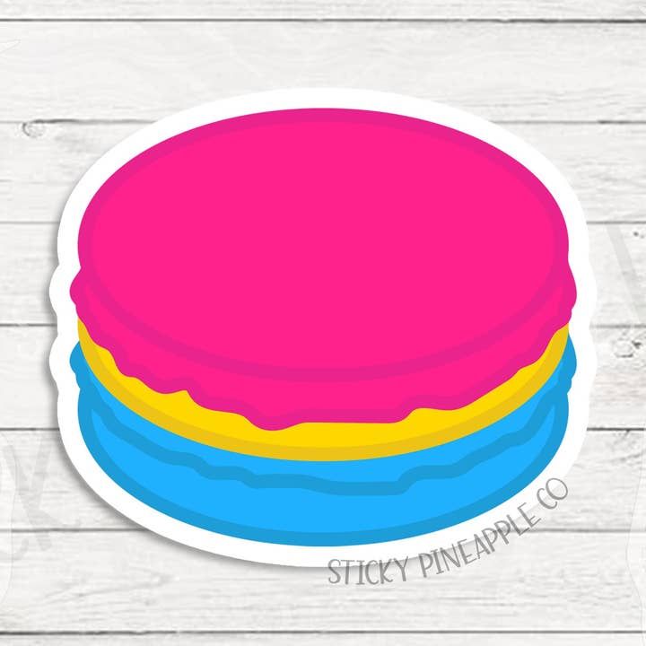 Pansexual Macaron klistermärke | 2,5 ”Matt klistermärke | LGBTQIA+Pride Sticker | Väderbeständig | För bärbar dator, tumlare, vattenflaska och mer! för wholesale av Sticky Pineapple Co