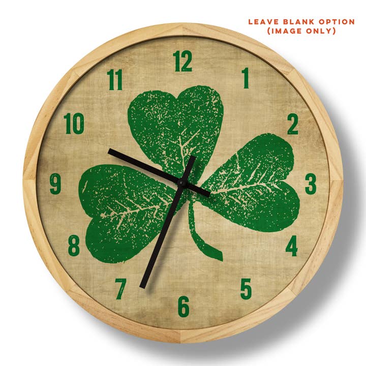 Local Time Clock Co. - Wholesale Wall Clock - Personalized Shamrock Wall Clock - 12" Diameter (Copy)3