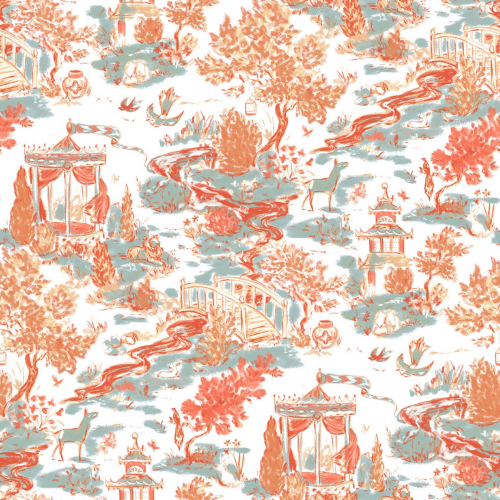 SmithHönig – wholesale Tapetrulle – Skala och stick Bakgrund Sommar House/Korall4
