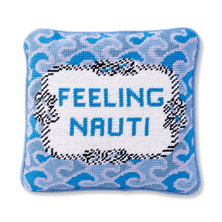 Nauti Needlepoint Pillow for wholesale by Furbish Studio
