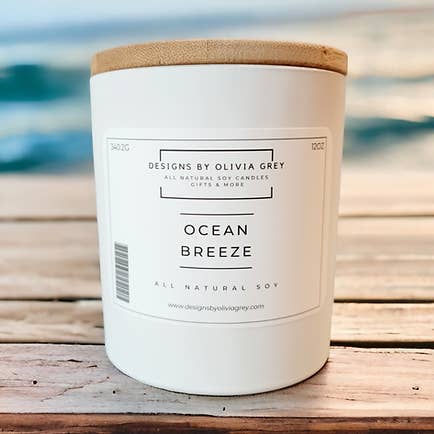 Bougie au soja naturelle Ocean Breeze | Bougie non toxique pour la vente par Designs By Olivia Grey | All Natural Soy Candles