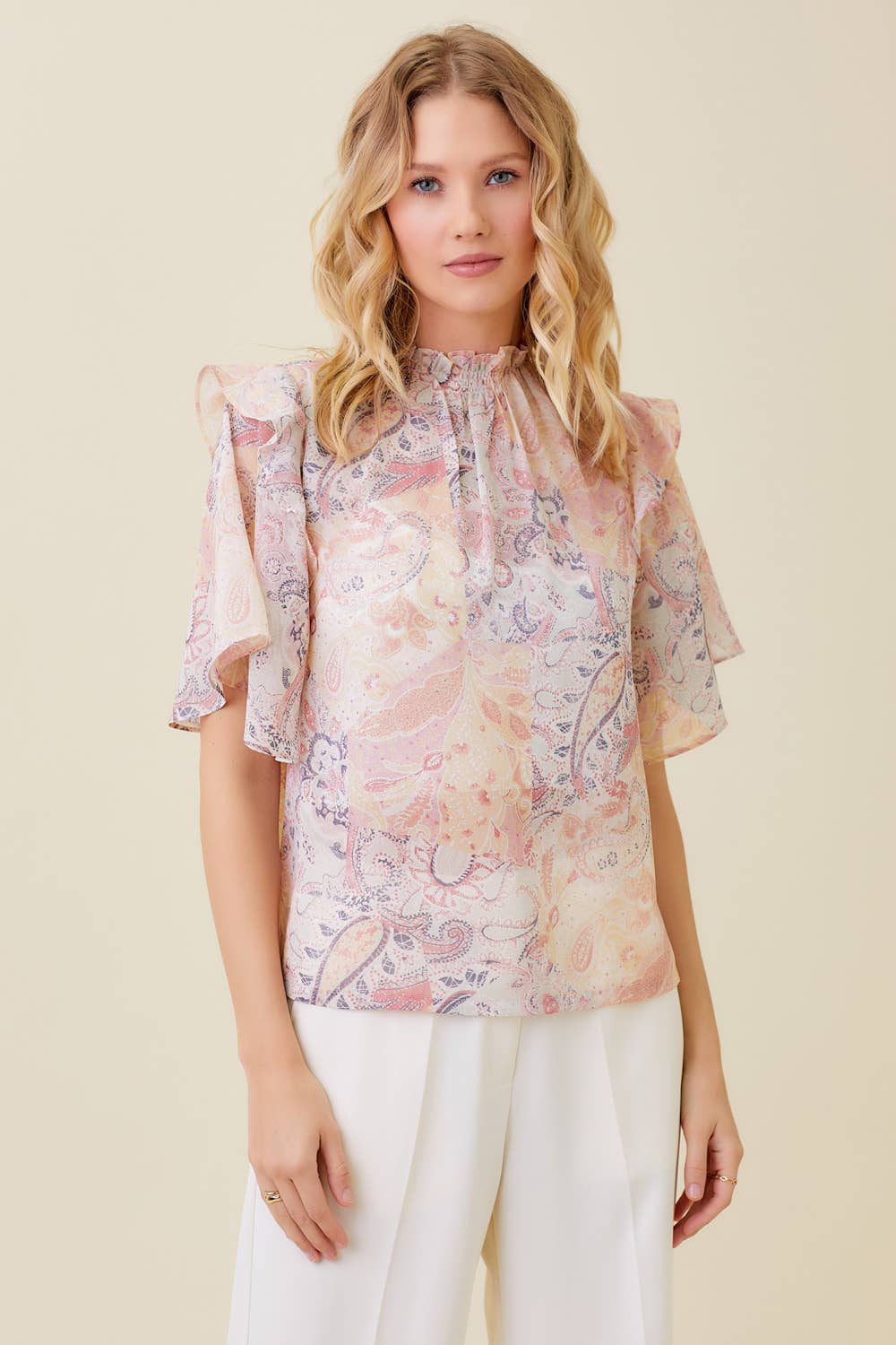 CRM PAISLEY 60089 Bluse mit gesmoktem Ausschnitt für den Großhandel auf Faire1