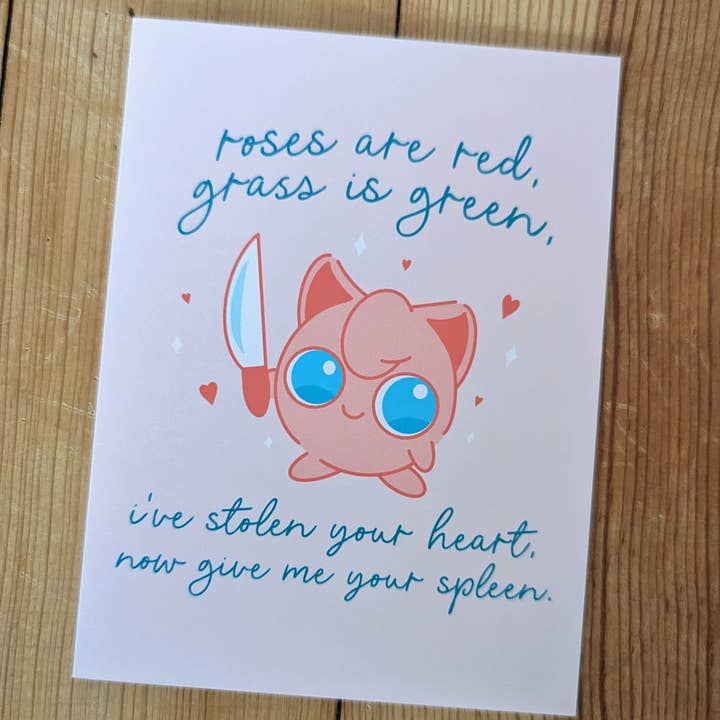 Sadsquatch - Wholesale Valentine's Day Card - Roses are Red - Cute Jigglypuff Pokemon Card