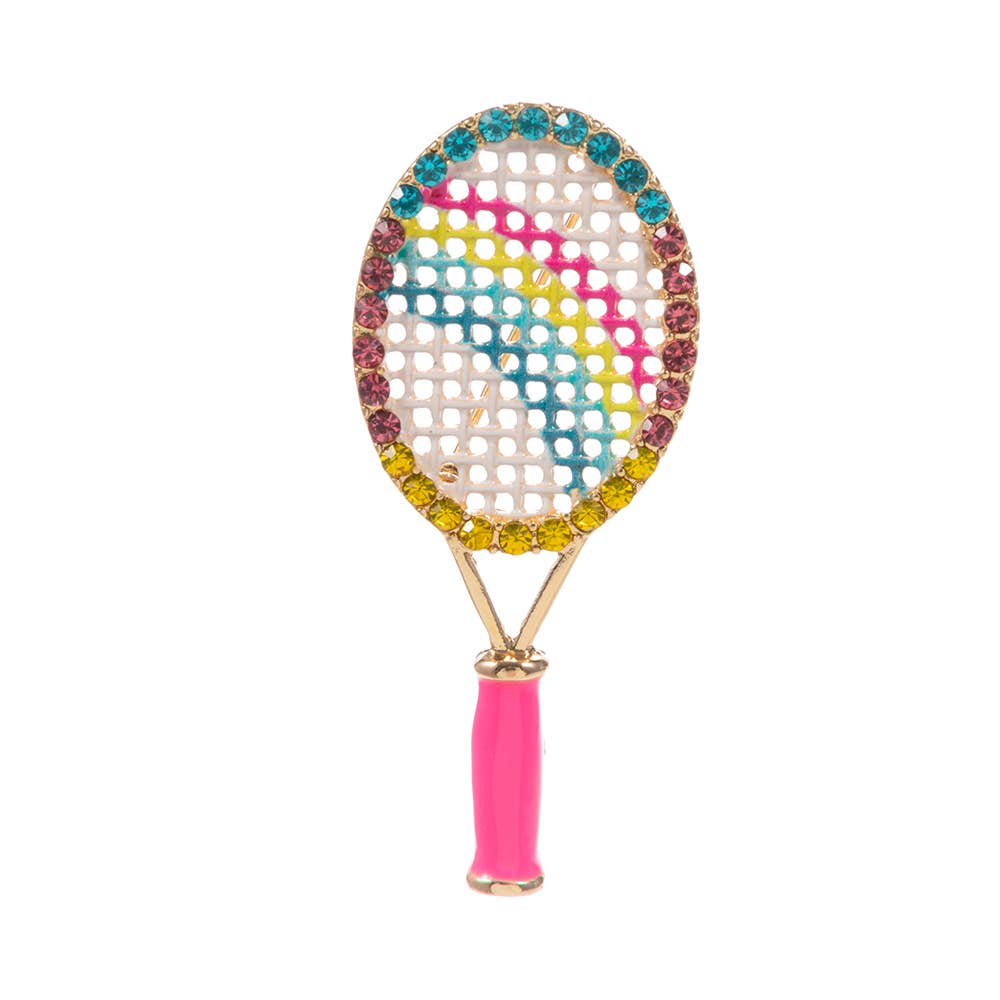 Sensibling Corp. – wholesale Brooch – Rhinestone Rainbow Tennis Racket Pin Brooch2
