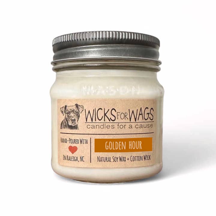 Heure Dorée | Bougie en Pot Mason en Cire de Soja pour la vente par Wicks for Wags