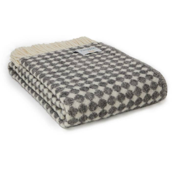 Tweedmill Textiles - Vendita all'ingrosso Plaid - Coperta Reversibile in Pura Lana Vergine Jacquard a Pois1