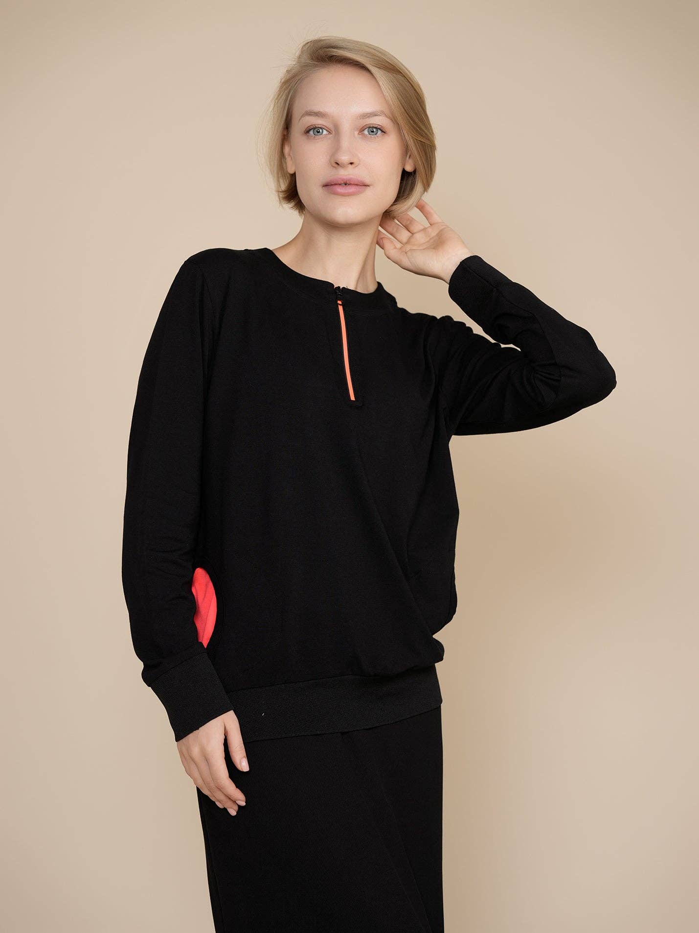 Ellwi Design - Wholesale Top & Skirt Set - Women's - Color Pop Sweater & A-line Skirt - Black1