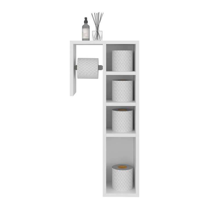 White Lodi Freestanding Toilet Paper Cabinet With Slim Vertical Design And Storage Compartment for wholesale on Faire1