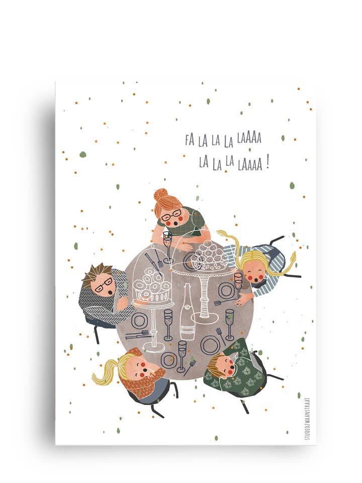 carte postale - série Noël - 'fa la la laaa' pour la vente par STUDIOZWAANSTRAAT