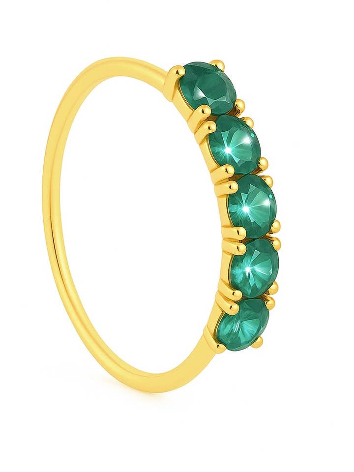 Teal 5 Stone Thick Gold Nose Ring For Pierced And Non Pierced Nose for wholesale by Ava’s Accessory Box