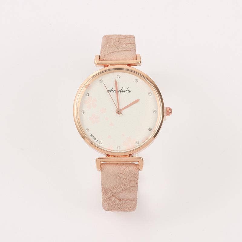 WoodWristCo - Vente Montre – femme - Montre femme classique rétro à bracelet en cuir0