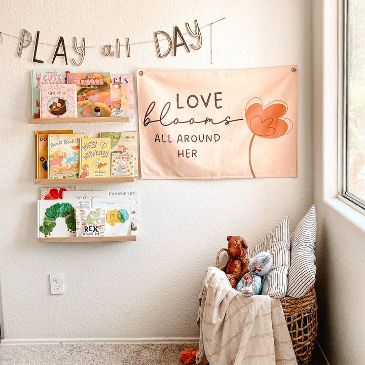 Dash+Roo - Vente Banderole - Enfant et bébé - Bannière en toile Love Blooms