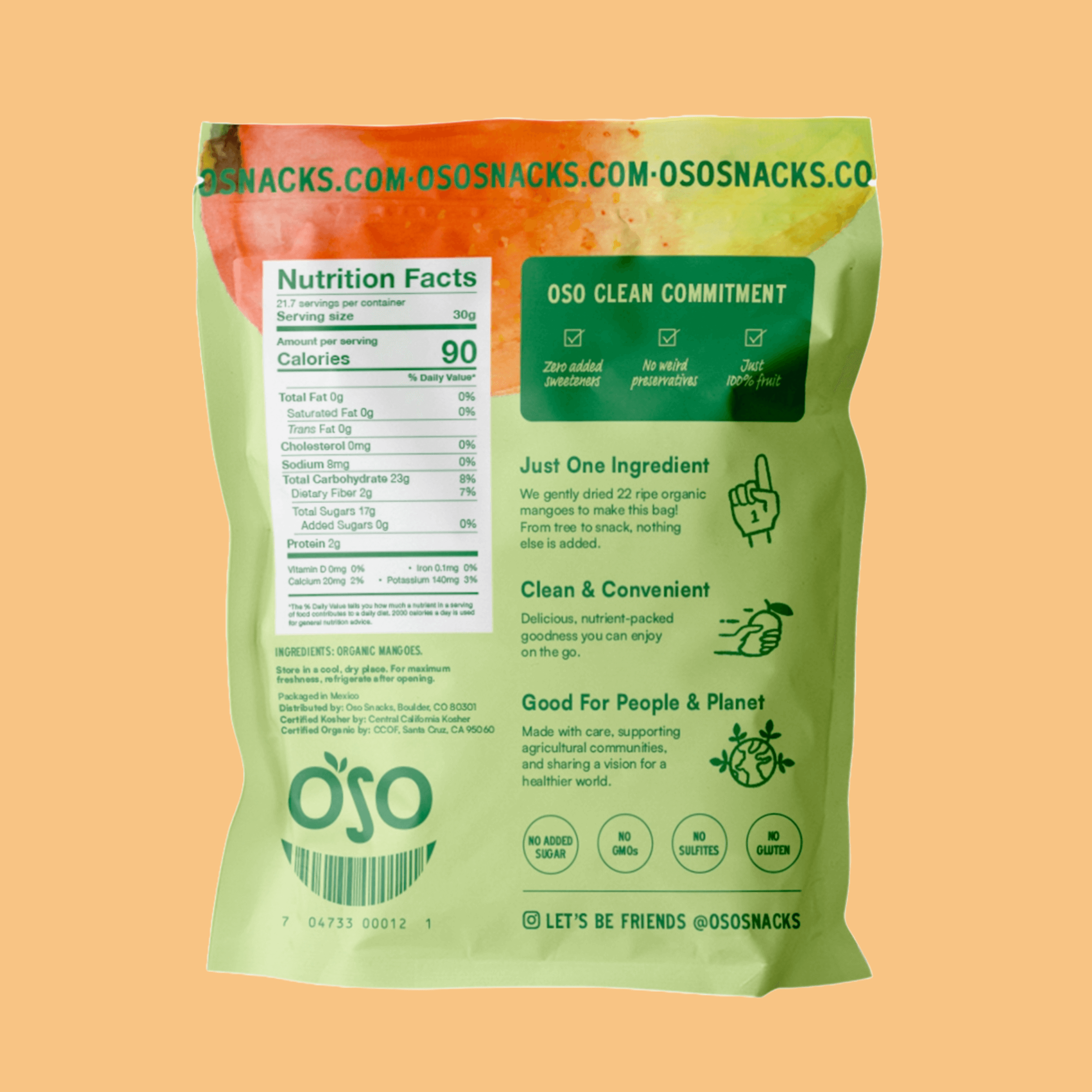 OSO SNACKS – wholesale Dried/dehydrated fruit – Dried Organic Mango Slices - 23 Oz Bag3
