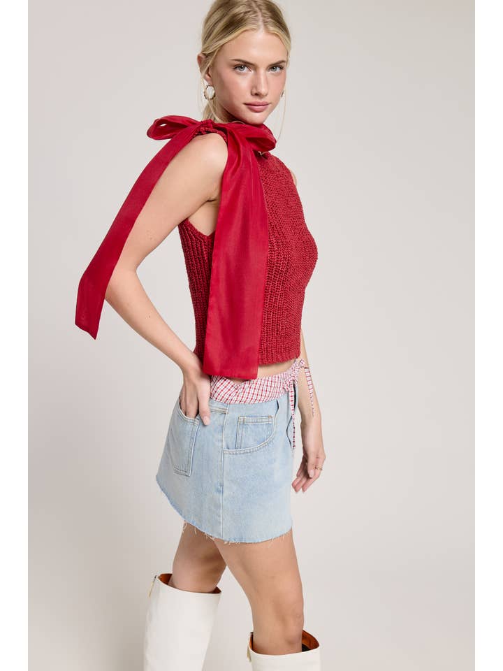 Mimosa - Wholesale Knit Top - Women's - Sleeveless Knit Tank with Oversized Bow Detail2