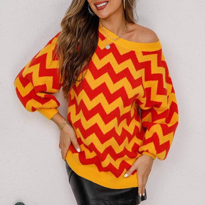 SWEATER WITH CREW NECK AND LANTERN SLEEVES for wholesale by Lily Clothing