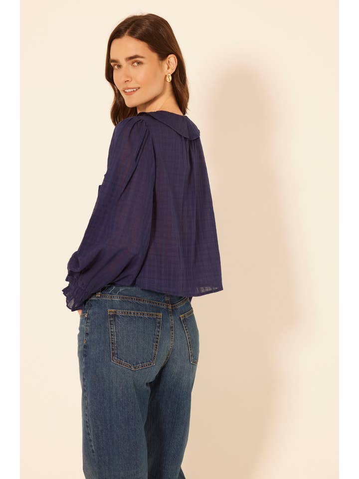 Navy Blue Bernadine Top for wholesale on Faire3