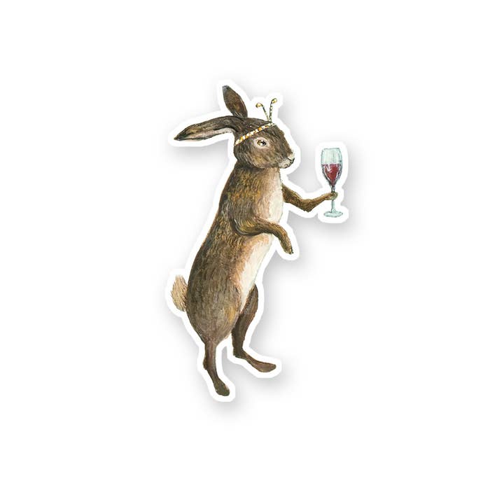 Jahna Vashti - Wholesale Sticker - Wine Rabbit // Die Cut Vinyl Sticker