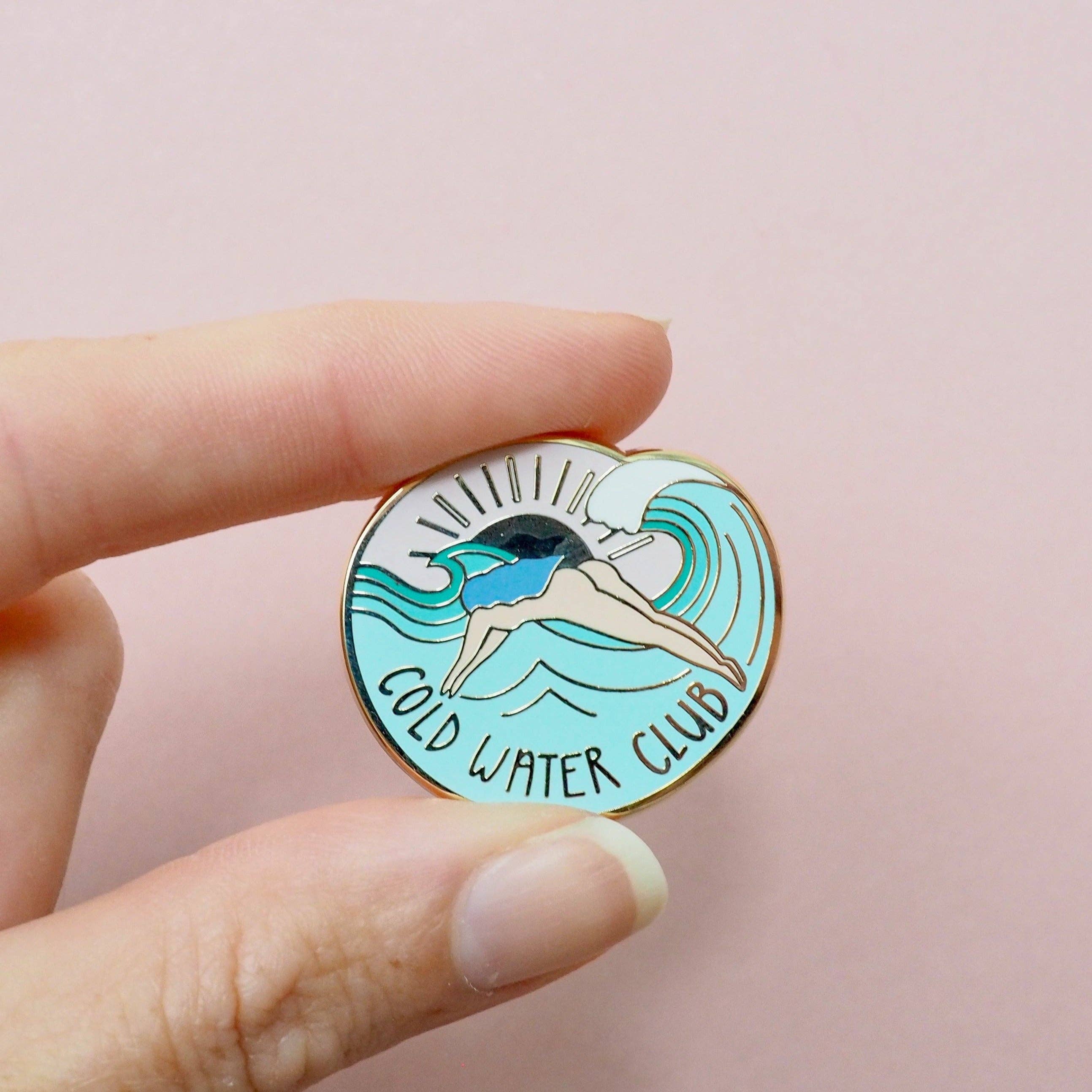 The Black Pug Press – wholesale Lapel pin/button – Cold Water Club Wild Swimming Enamel Pin1