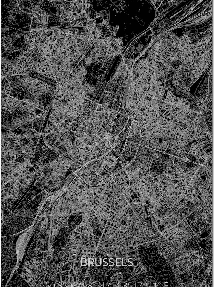 Citymap Brussels XL | Decorazione murale in alluminio per la vendita all'ingrosso da parte di Brandthout.
