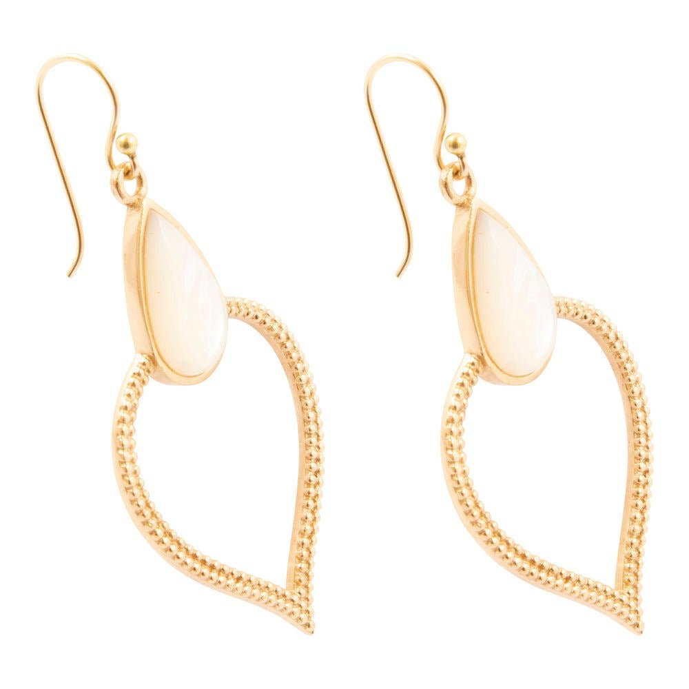 Barse Jewelry - Wholesale Dangle Earrings - White Mother of Pearl Bedouin Golden Drop Earrings3