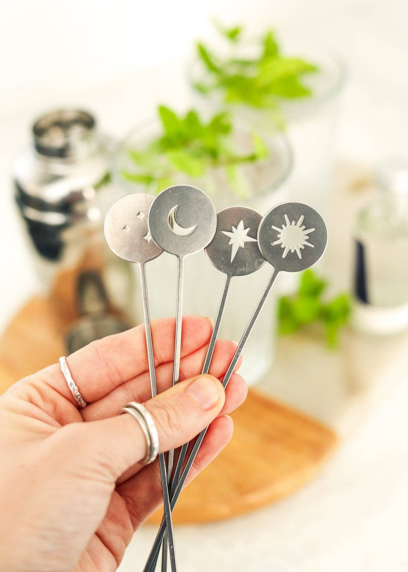 Pivot - Wholesale Drink Stirrer - Moon & Stars Cocktail Stirrers - Set of 42