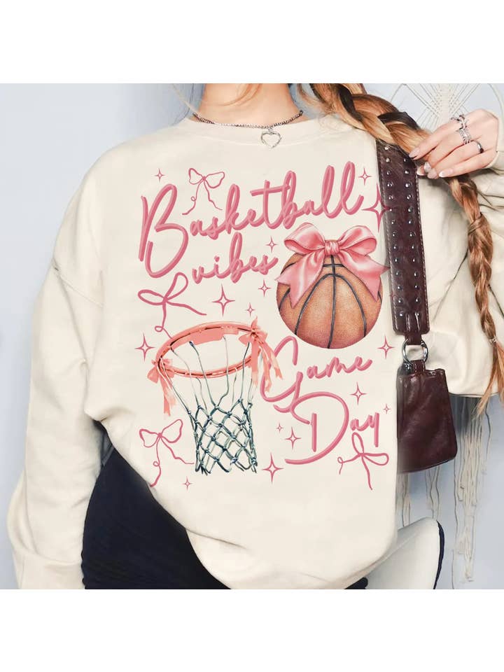 Peach Closet - Wholesale Graphic Sweatshirt - Women's - Basketball Vibes Game Day T-Shirt or Crew Sweatshirt