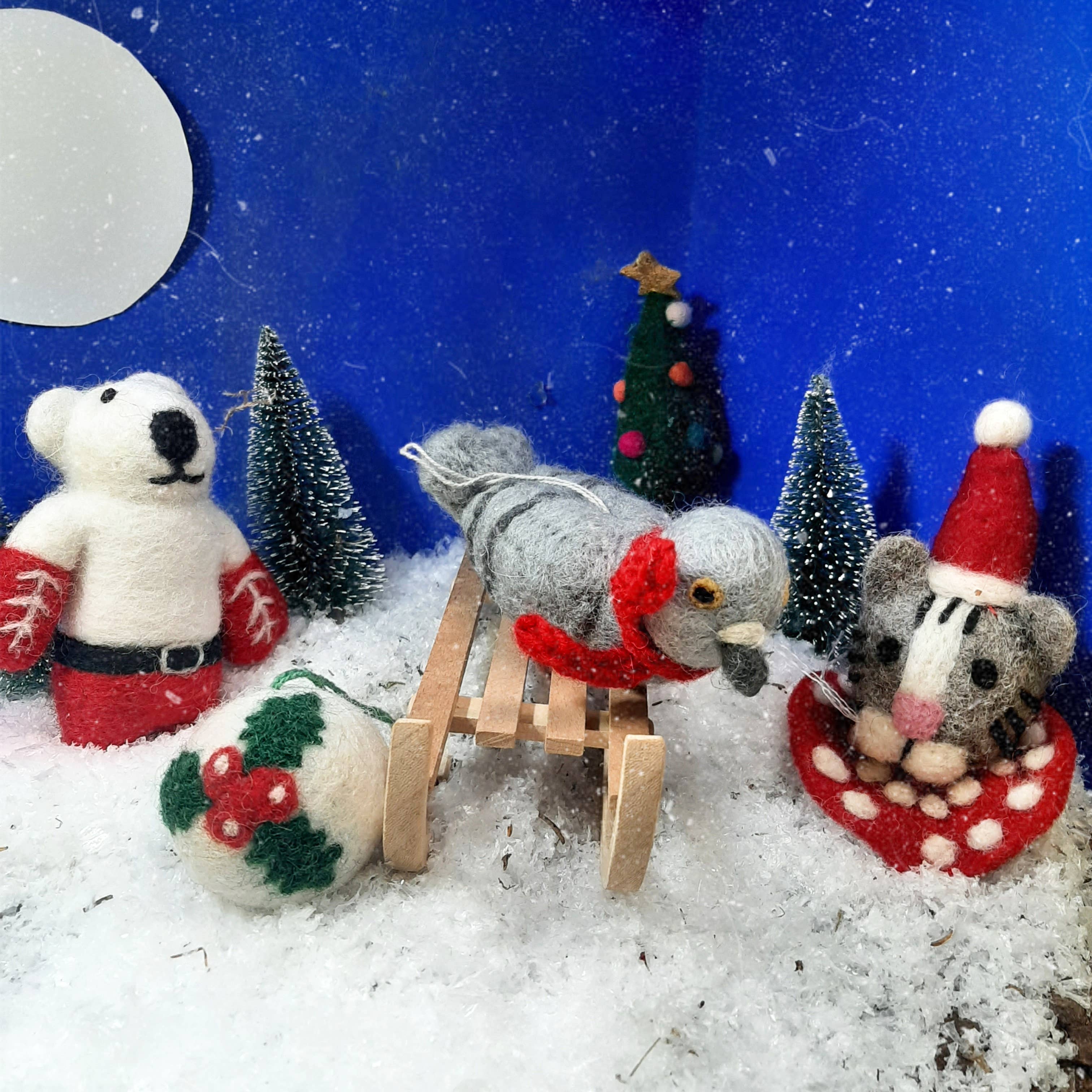 Felt So Good – Ornamento por atacado – Pombo Feito à Mão com Cachecol Decoração de Pássaro Suspenso2