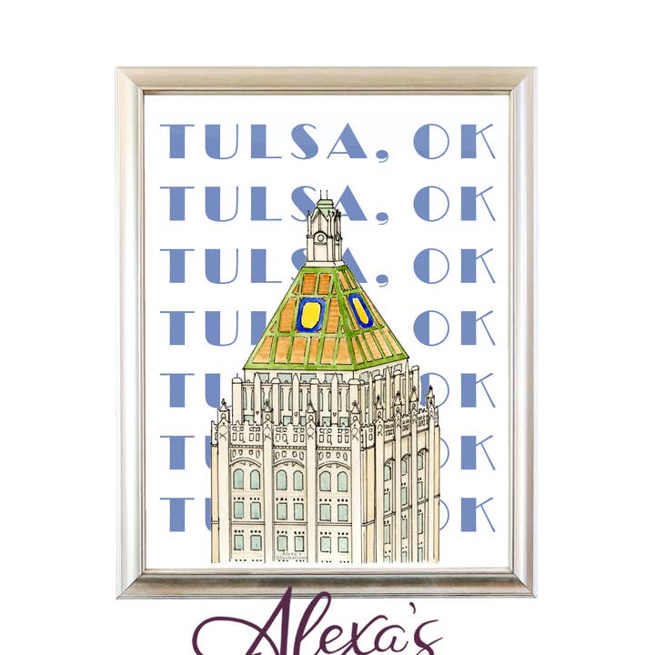 Stampe del grattacielo di Tulsa, Oklahoma per la vendita all'ingrosso da parte di Alexa's Illustrations