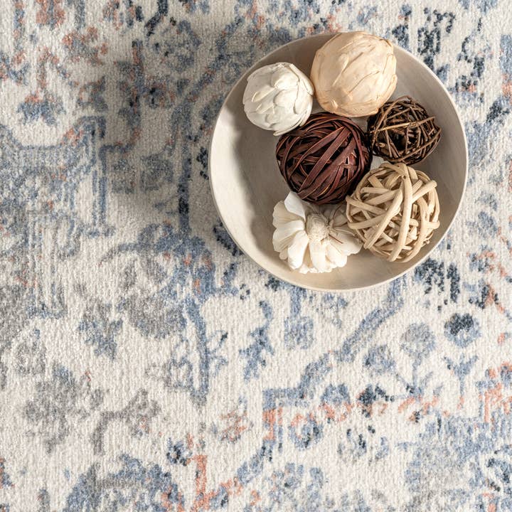 Beige Everlee Faded Persian Machine Washable Area Rug for wholesale on Faire4