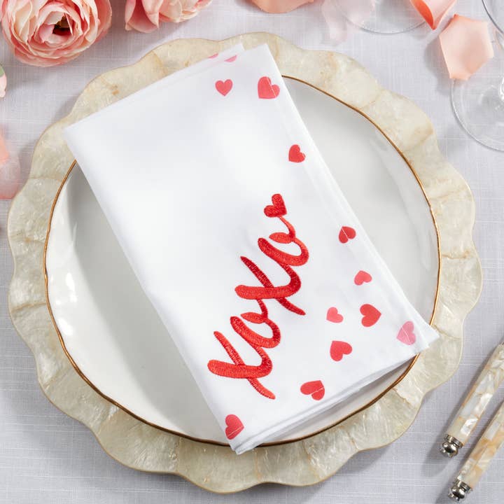 Embroidered XOXO Napkin for wholesale by Saro Lifestyle