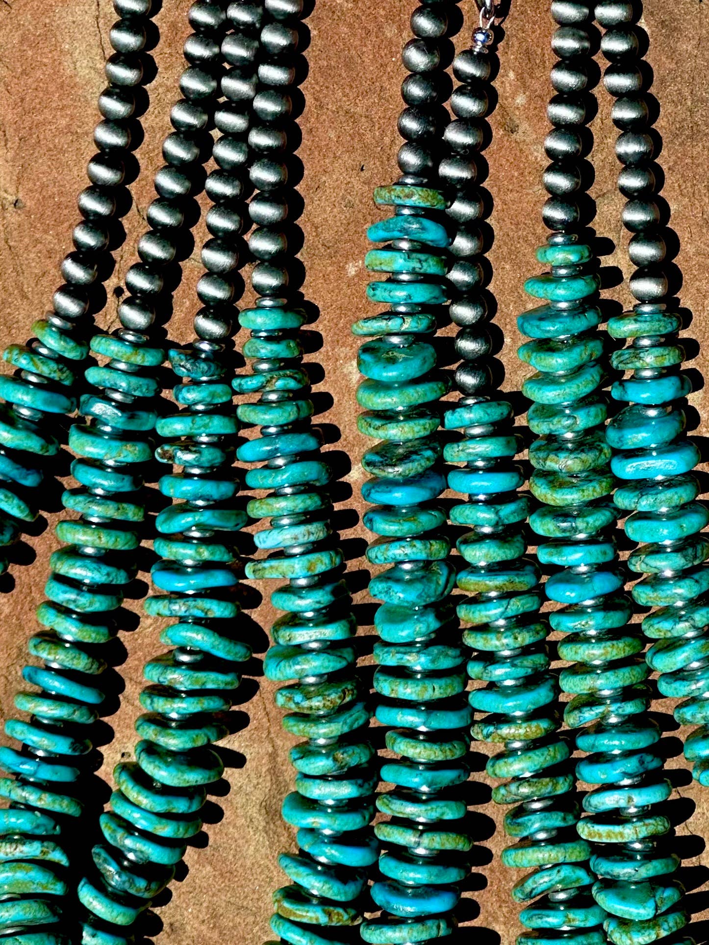 Fleurdesignz Western Jewelry - Wholesale Beaded/Pearl Necklace - Graduated Turquoise Disk Necklace3