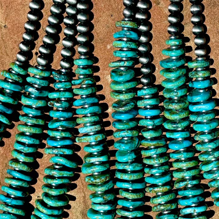 Fleurdesignz Western Jewelry - Wholesale Beaded/Pearl Necklace - Graduated Turquoise Disk Necklace3