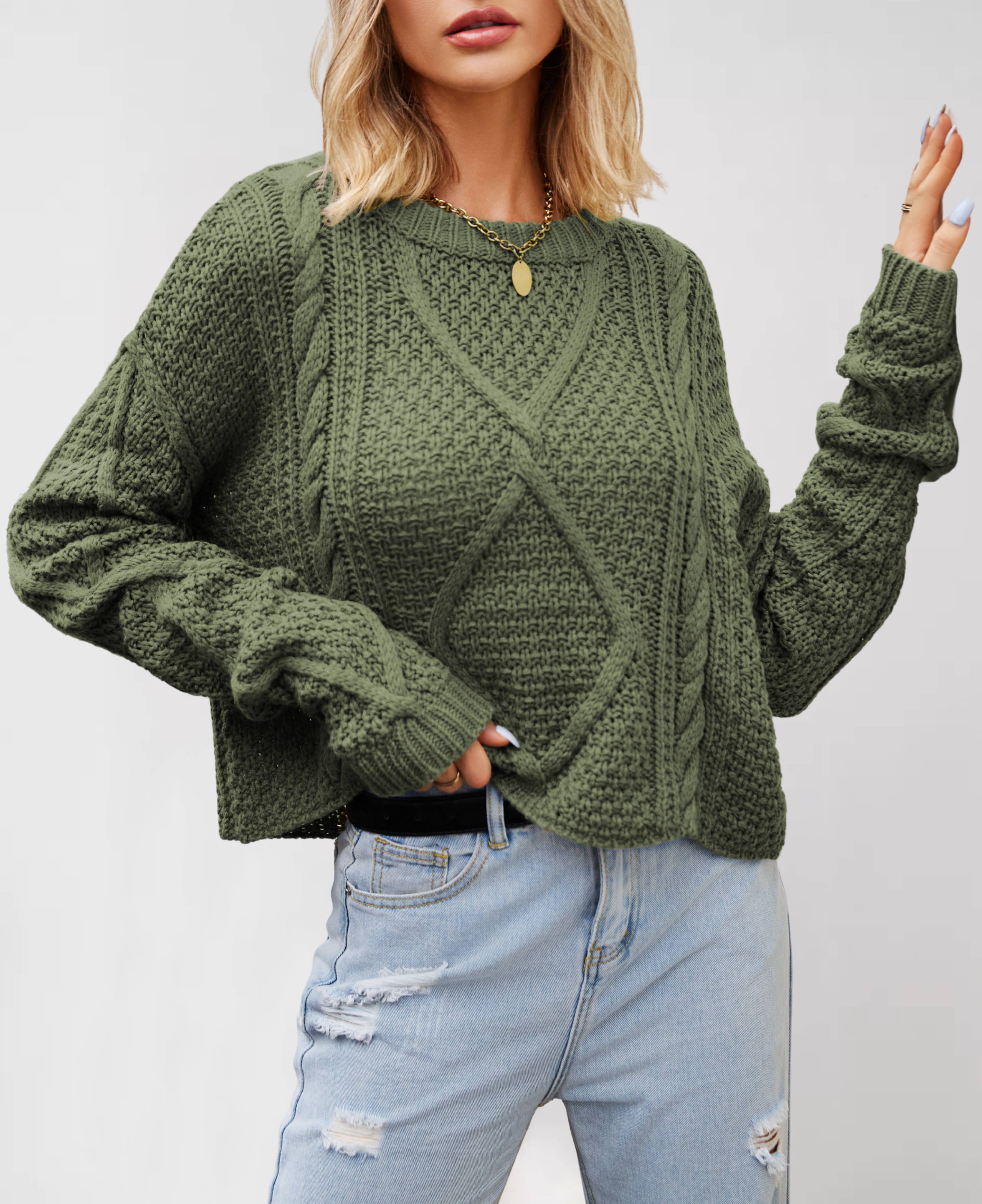 Hope & Sunshine - Wholesale Knit Sweater - Women's - Chunky Cable Knit Pullover Sweater11
