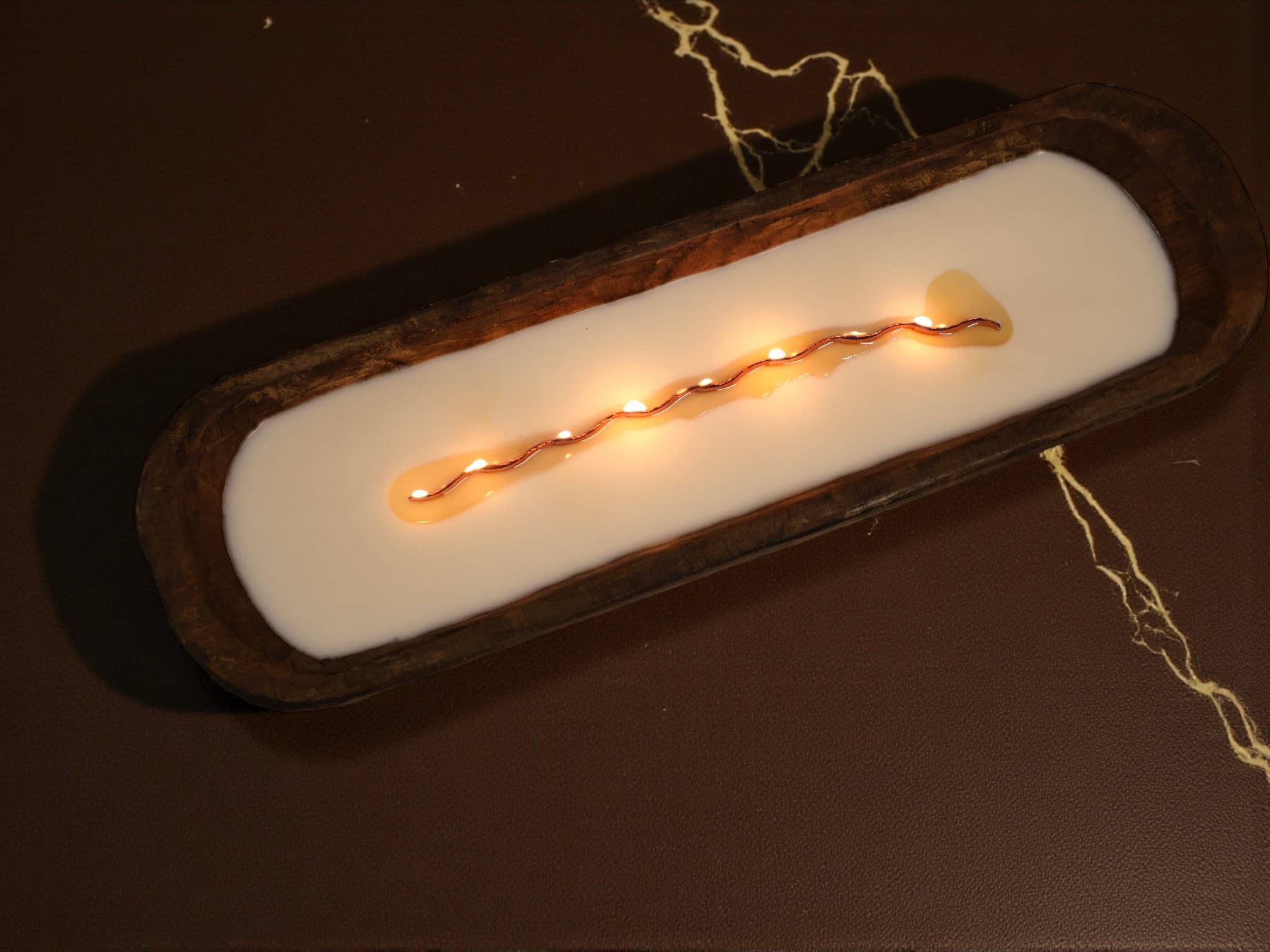 Agaboo Candle – wholesale Jar/filled candle – Wooden Dough Bowl Candle with Wavy Wooden Wick 2x19.5in8