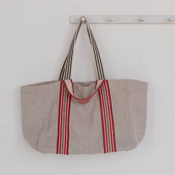 Shoulder Bag, jute / Belleville Tote Dual Handle Red for wholesale by Will & Atlas