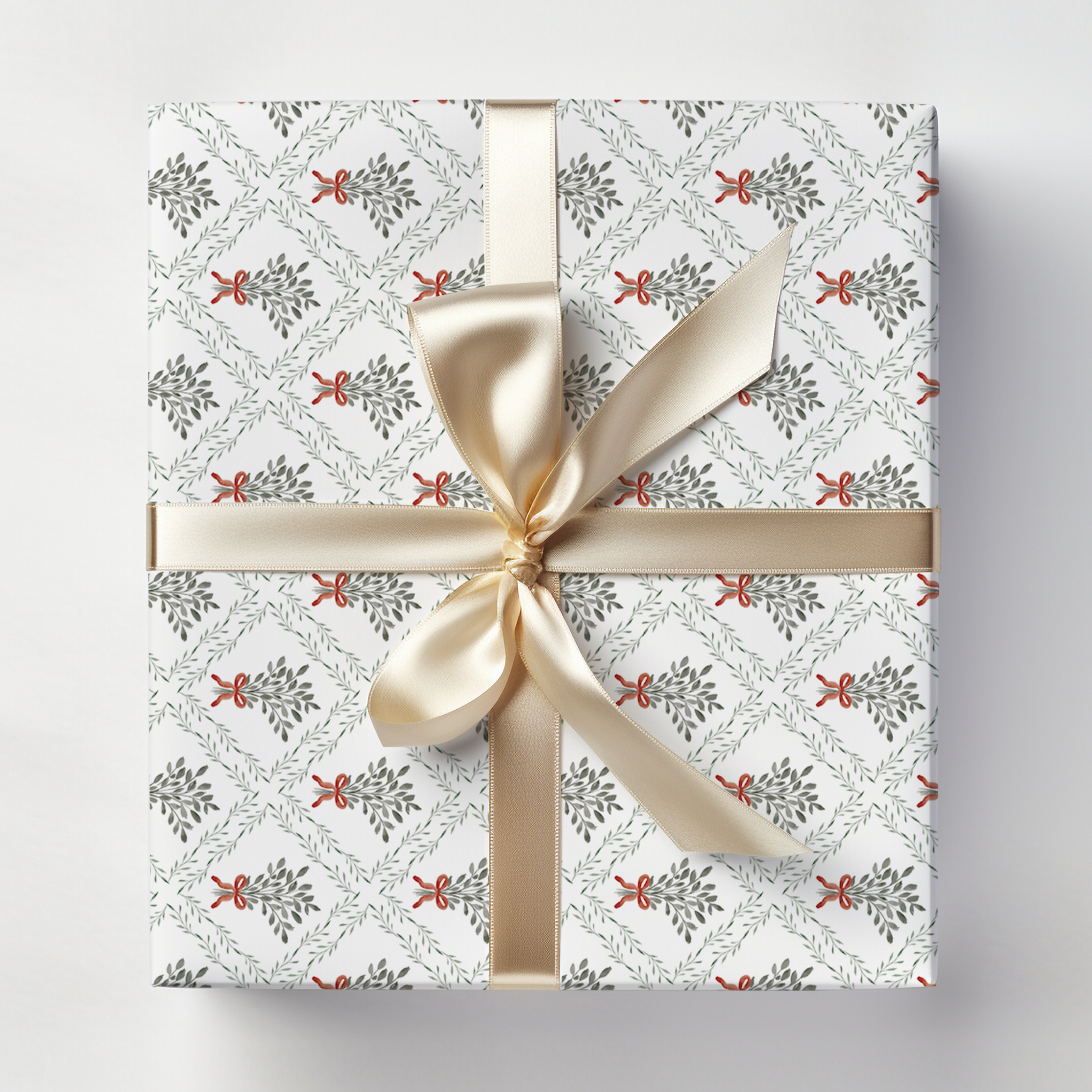 JJ Paperie & Co - Wholesale Flat Wrap - Watercolor Mistletoe Wrapping Paper | Holiday Wrapping Paper1