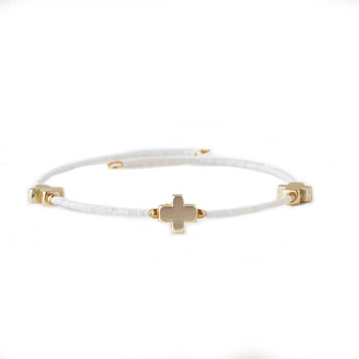 Lenny & Eva - Wholesale Bangle bracelet - Faithful Cross Bangle-White, Cross Bracelet | Christian4
