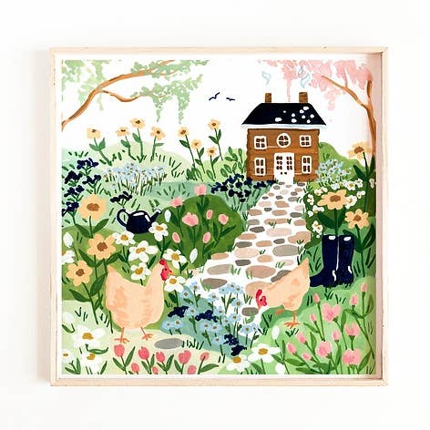 Chickens in the Garden Art Print for wholesale by Sabina Fenn