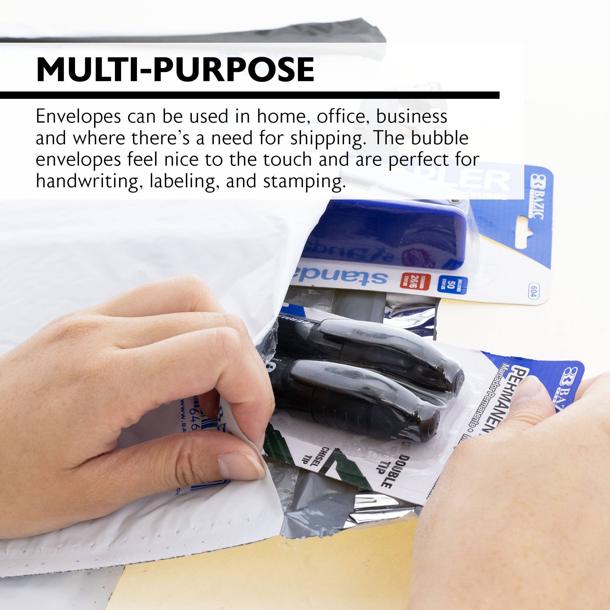 BAZIC Products - Wholesale Envelopes - Poly Bubble Mailer (#2) 8.5" x 11.25" (3/Pack)2