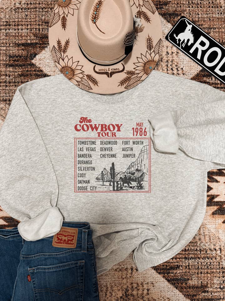 The Cowboy Tour Crewneck for wholesale by Hides and Kinds