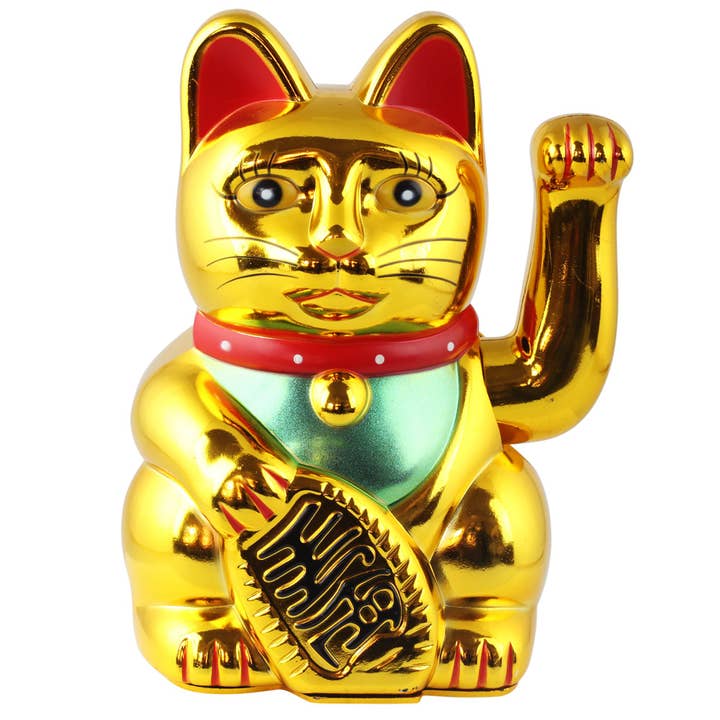 Lucky cat Maneki-neko waving cat 15cm gold for wholesale by Tribal Trade GmbH